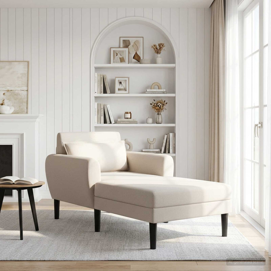 Chaise longue Havermout Grof geweven fluweel
