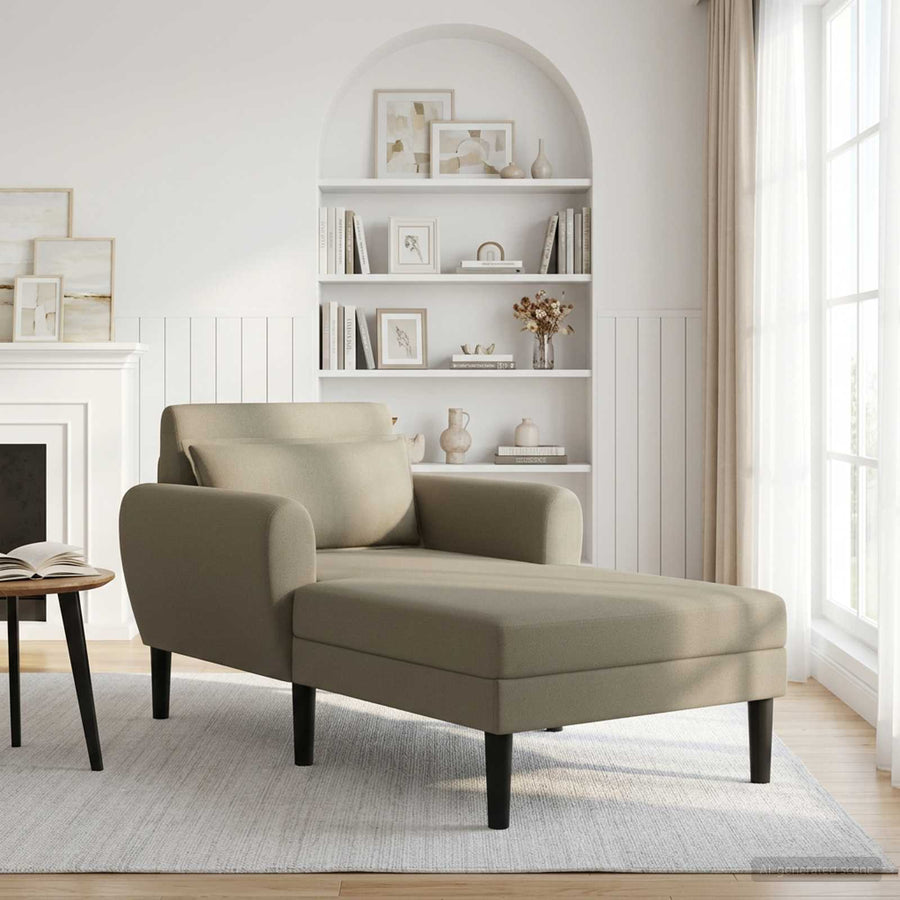 Chaise longue Kaki Grof geweven fluweel
