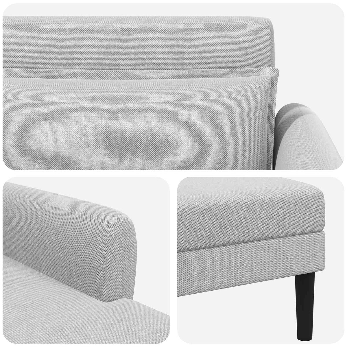 Chaise longue Lichtgrijs Grof geweven fluweel