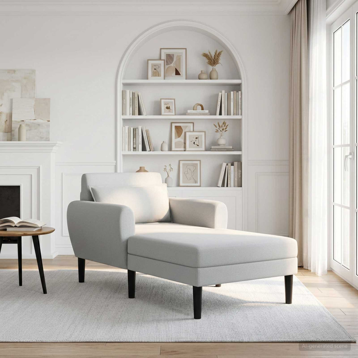 Chaise longue Lichtgrijs Grof geweven fluweel