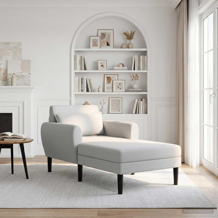 Chaise longue Lichtgrijs Grof geweven fluweel