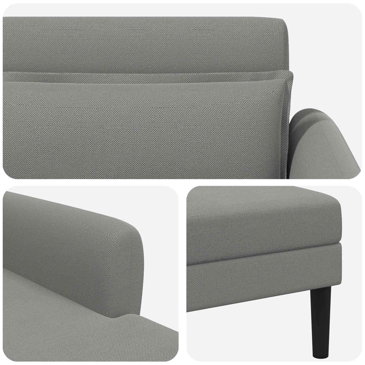 Chaise longue Donkergrijs Grof geweven fluweel