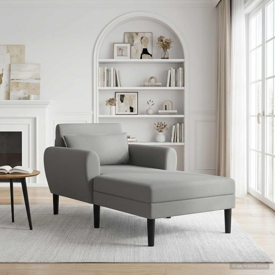 Chaise longue Donkergrijs Grof geweven fluweel