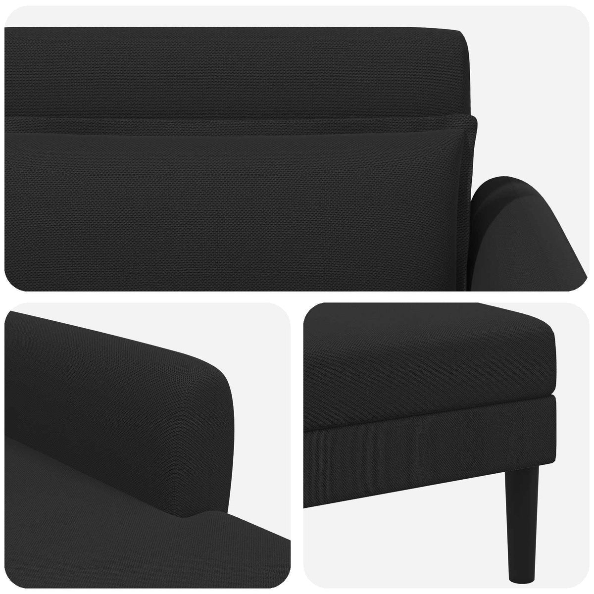 Chaise longue Zwart Grof geweven fluweel