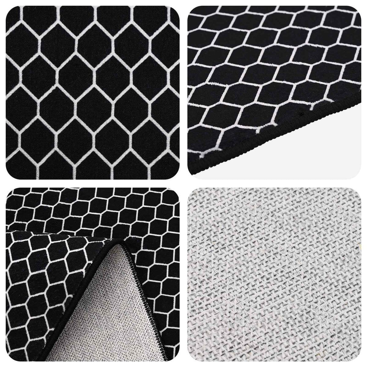 Vloerkleed ORIZ Zwart gaaspatroon 200 x 200 cm 100% polyester