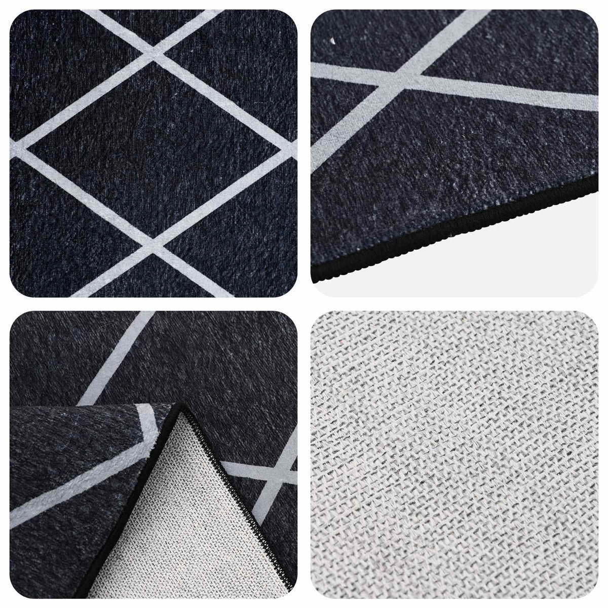 Vloerkleed ORIZ Zwart diamantpatroon 200 x 200 cm