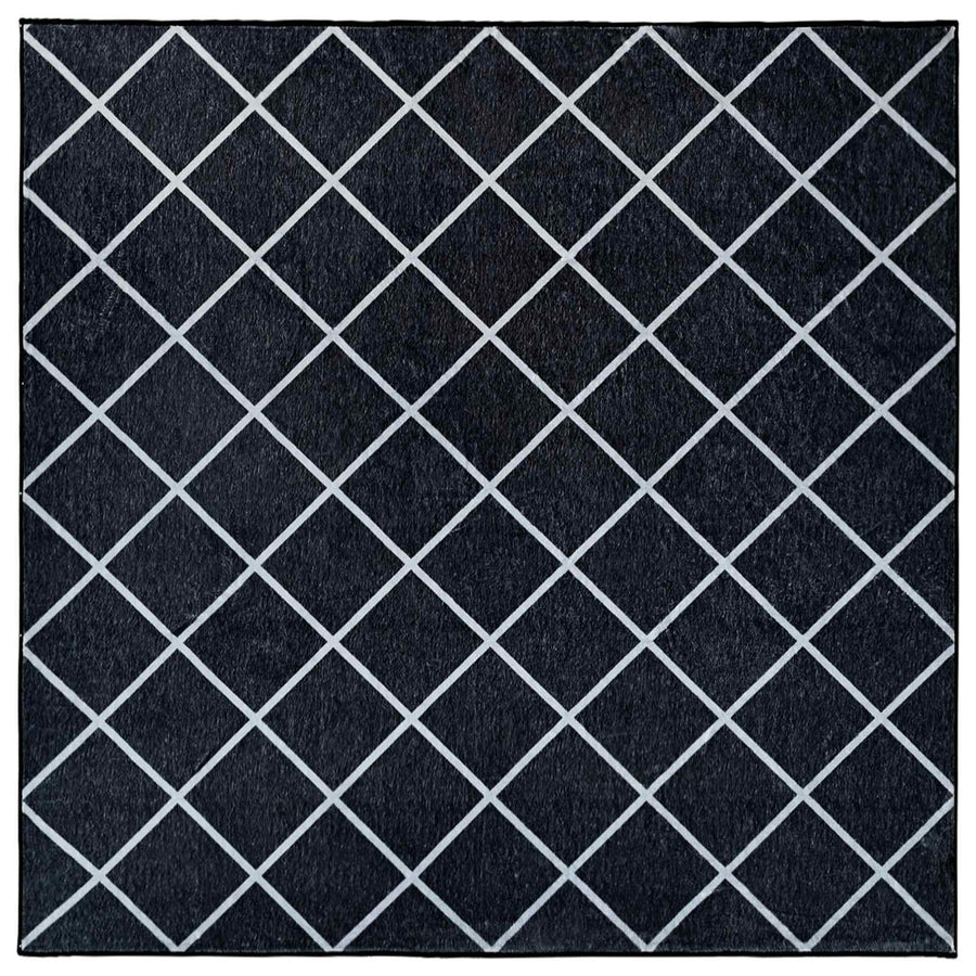 Vloerkleed ORIZ Zwart diamantpatroon 200 x 200 cm