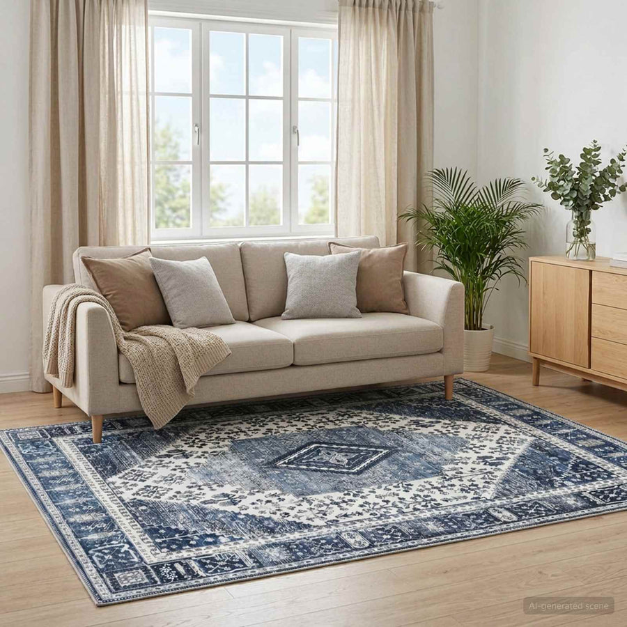Vloerkleed ORIZ Donkerblauw 200 x 280 cm 100% polyester