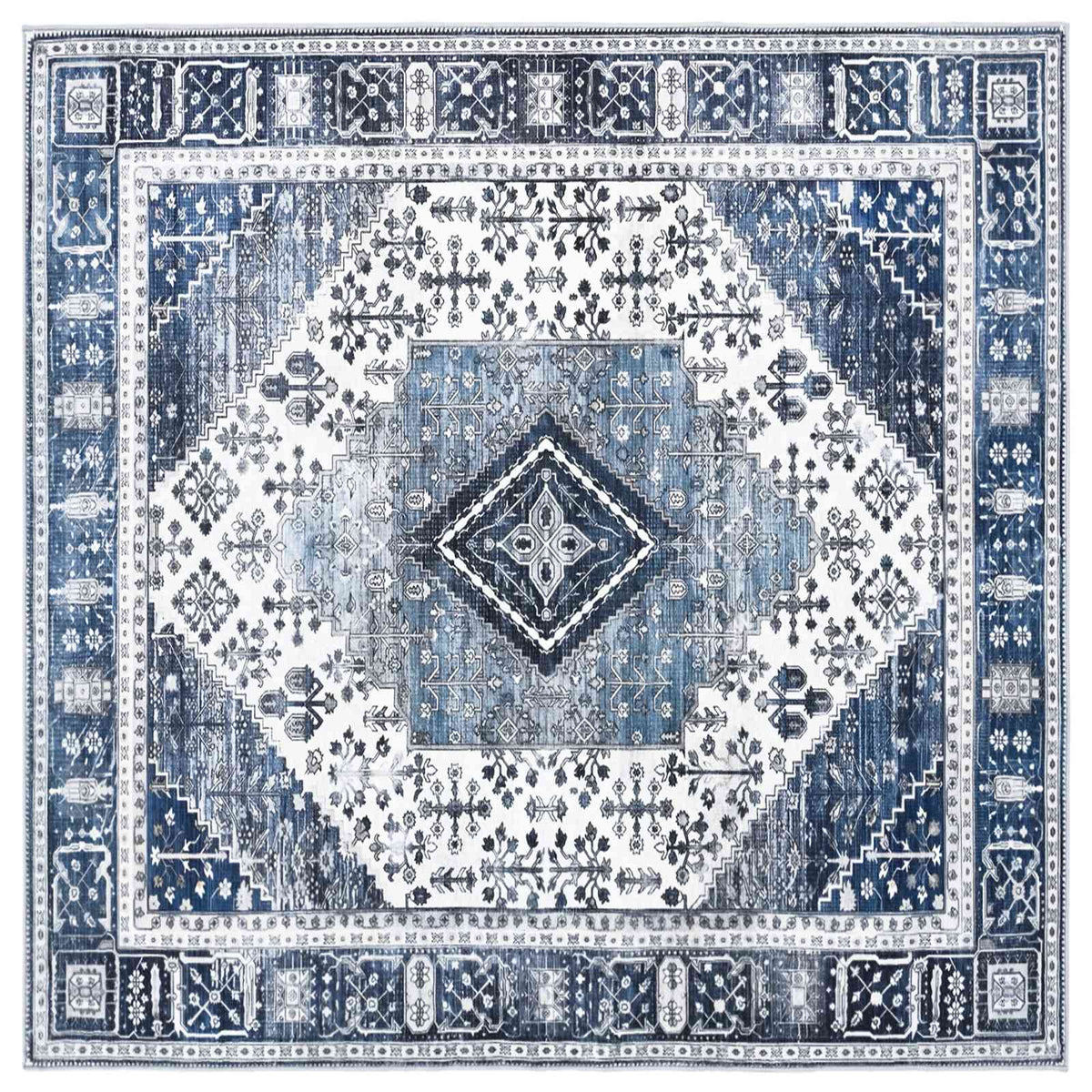 Vloerkleed ORIZ Donkerblauw 200 x 200 cm 100% polyester