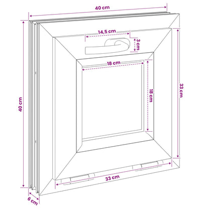 Kantel kelderraam RISOR 40 x 40 cm PVC en helder glas