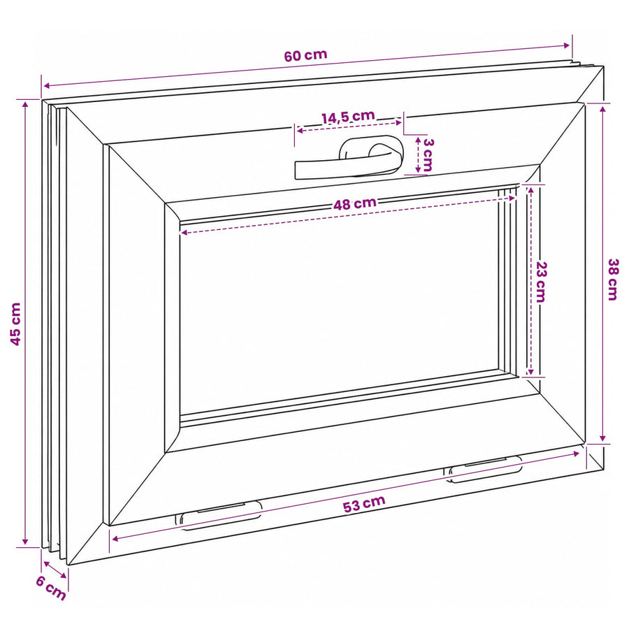 Kantel kelderraam RISOR 60 x 45 cm PVC en helder glas