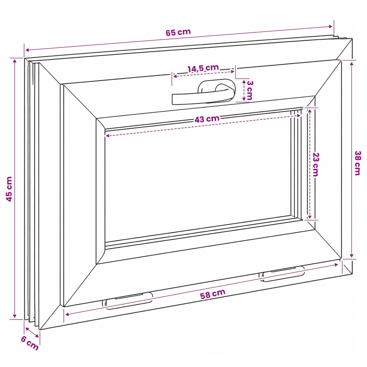 Kantel kelderraam RISOR 65 x 45 cm PVC en helder glas