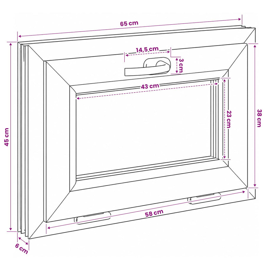 Kantel kelderraam RISOR 65 x 45 cm PVC en helder glas