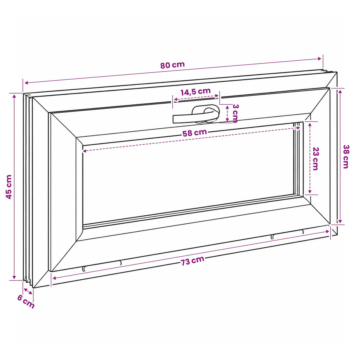 Kantel kelderraam RISOR 80 x 45 cm PVC en helder glas