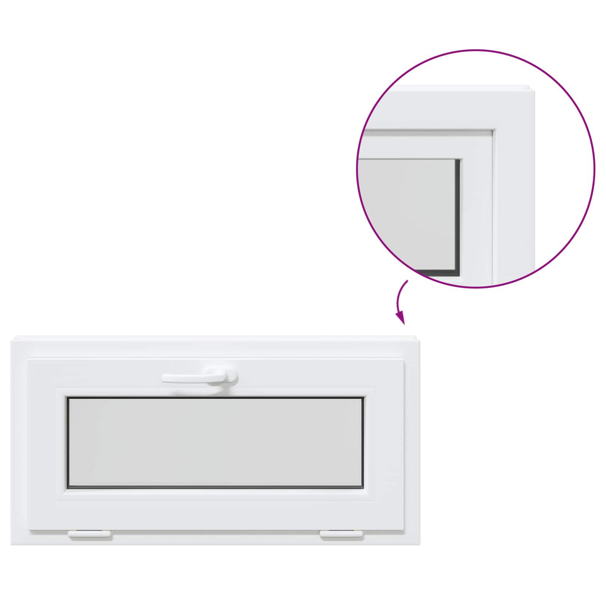 Kantel kelderraam RISOR 85 x 45 cm PVC en helder glas