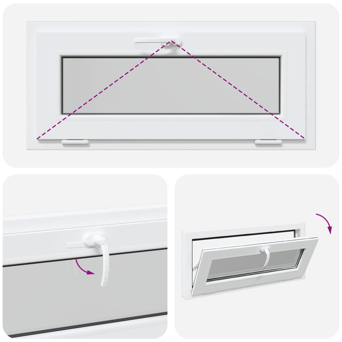 Kantel kelderraam RISOR 95 x 45 cm PVC en helder glas