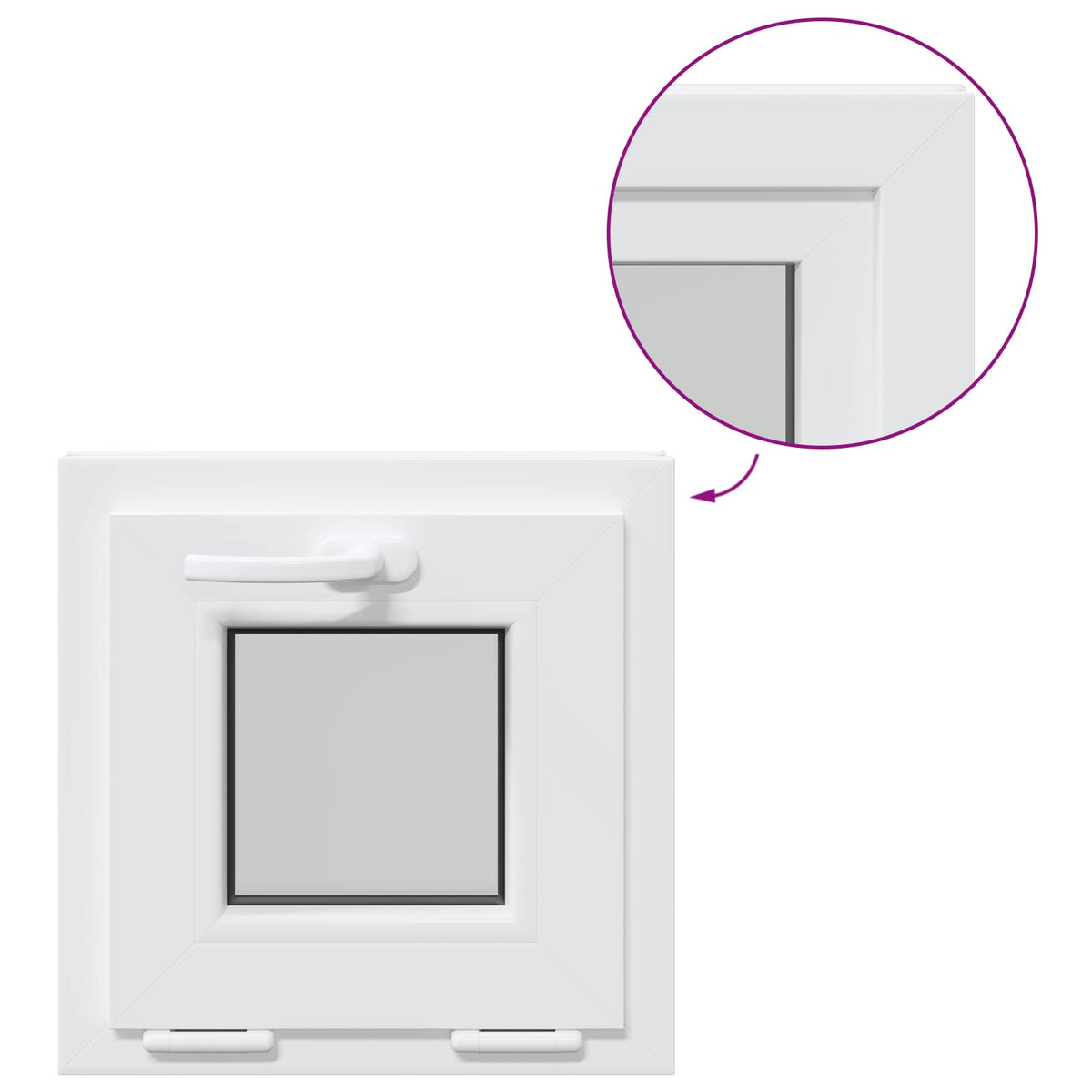 Kantel kelderraam RISOR 40 x 40 cm PVC en helder glas