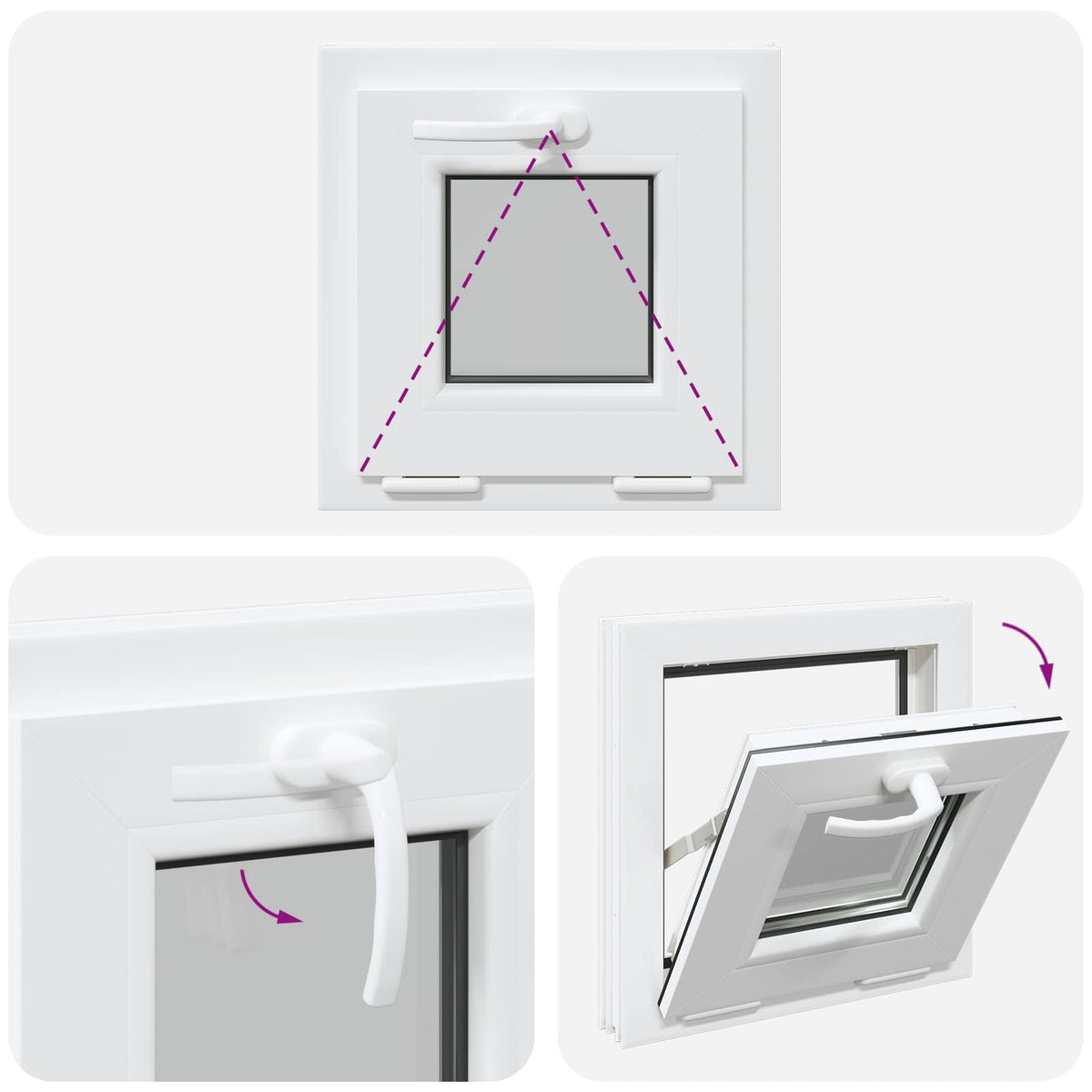 Kantel kelderraam RISOR 40 x 40 cm PVC en helder glas