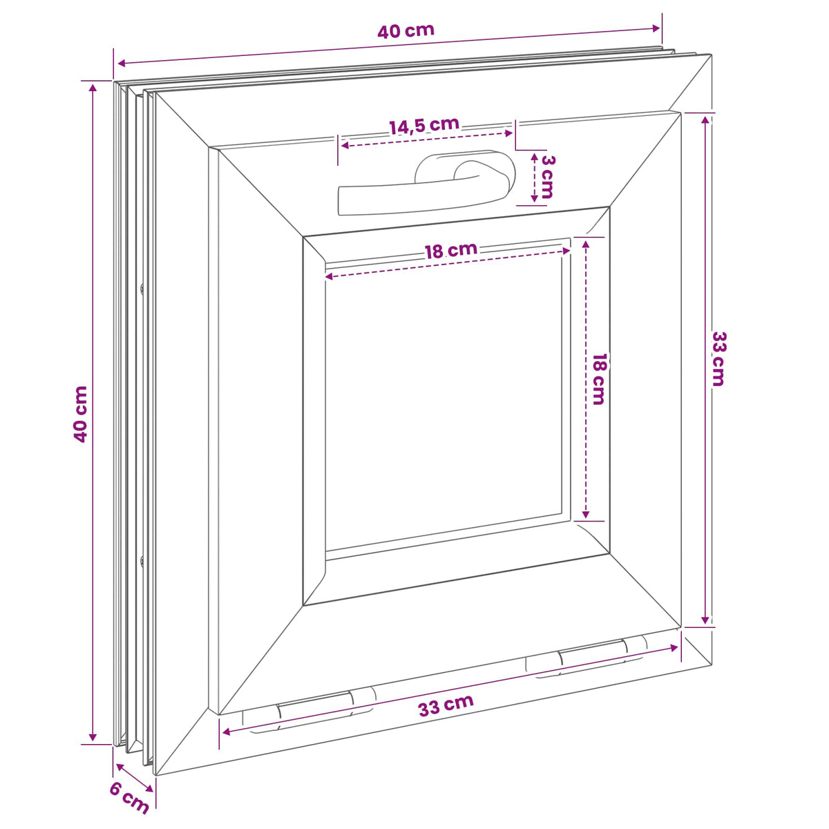 Kantel kelderraam RISOR 40 x 40 cm PVC en helder glas