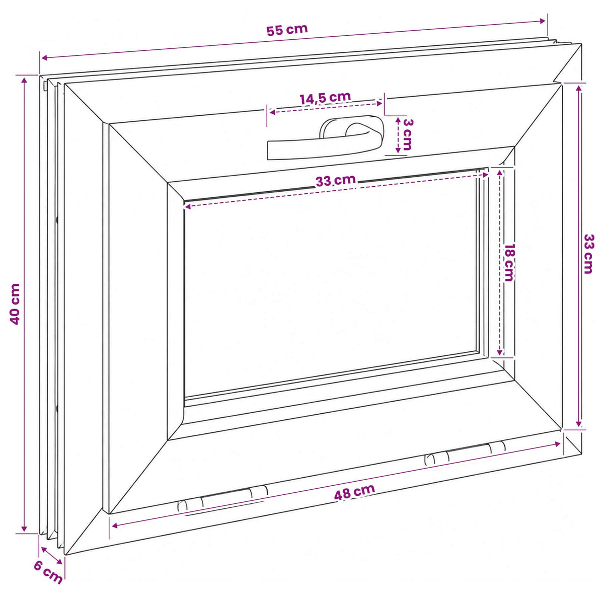 Kantel kelderraam RISOR 55 x 40 cm PVC en helder glas