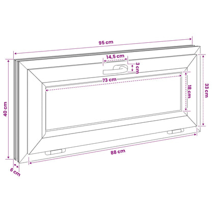 Kantel kelderraam RISOR 95 x 40 cm PVC en helder glas