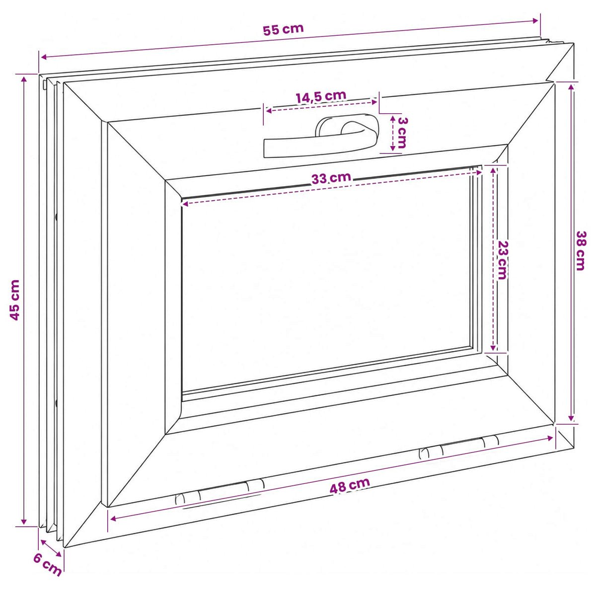 Kantel kelderraam RISOR 55 x 45 cm PVC en helder glas