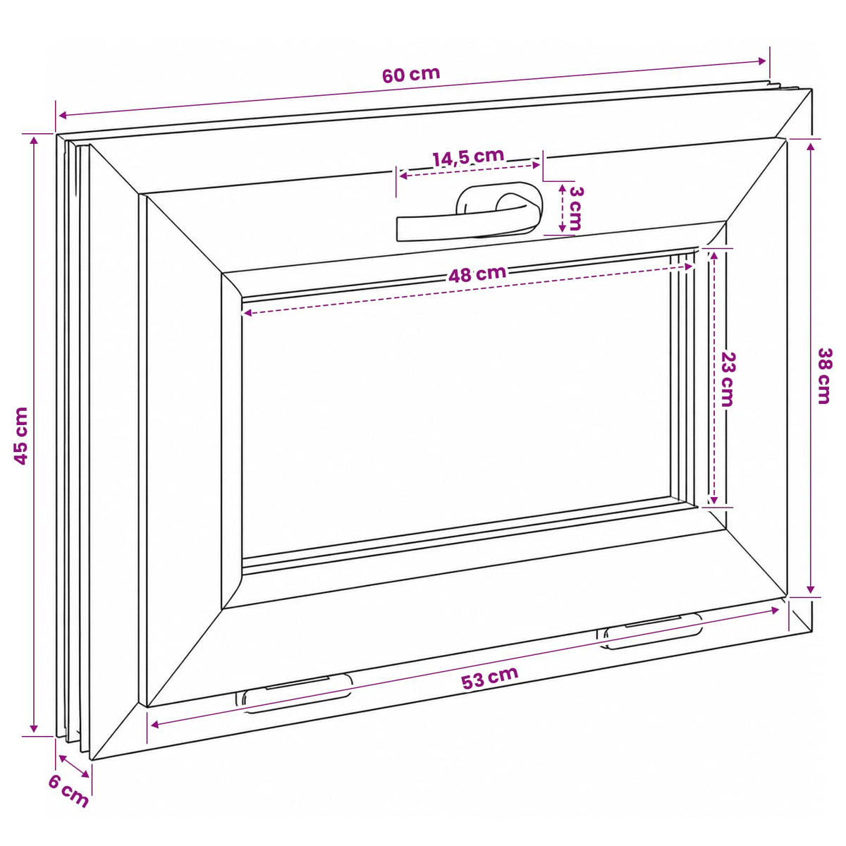 Kantel kelderraam RISOR 60 x 45 cm PVC en helder glas