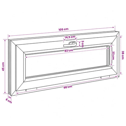 Kantel kelderraam RISOR 105 x 45 cm PVC en helder glas