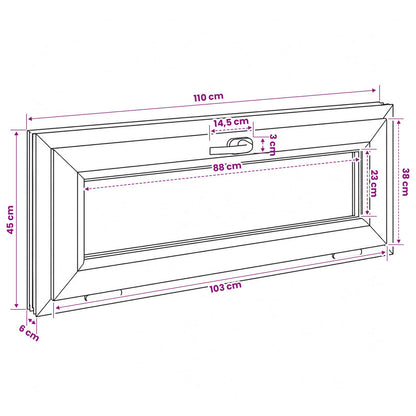 Kantel kelderraam RISOR 110 x 45 cm PVC en helder glas