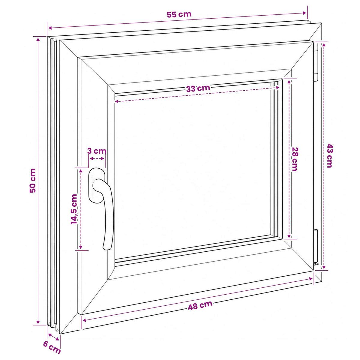 Kelderraam RISOR 55 x 50 cm PVC en glas