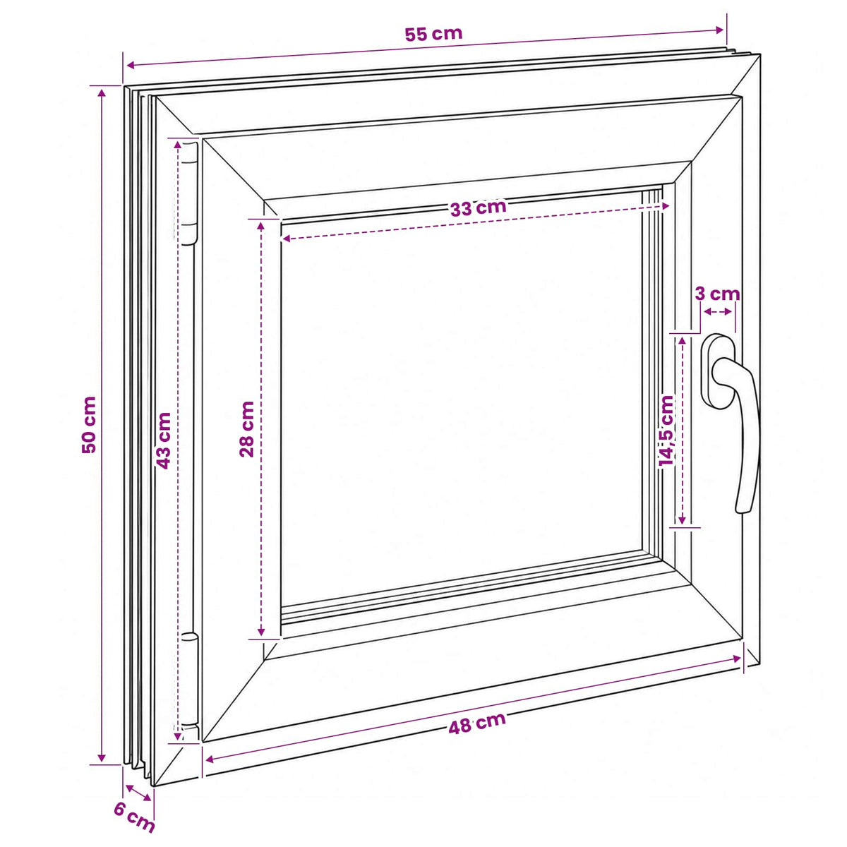 Kelderraam RISOR 55 x 50 cm PVC en glas