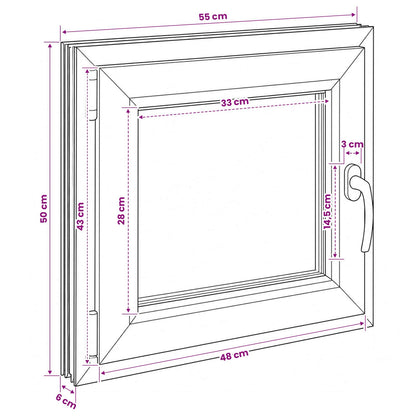 Kelderraam RISOR 55 x 50 cm PVC en glas