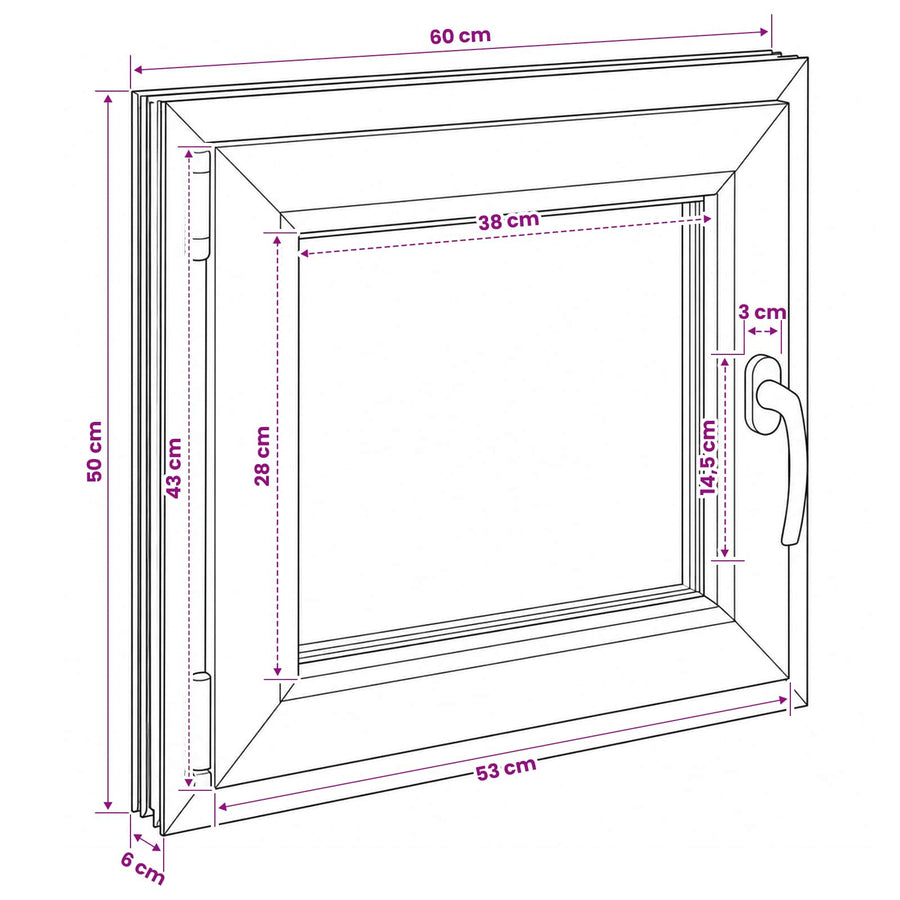 Kelderraam RISOR 60 x 50 cm PVC en glas