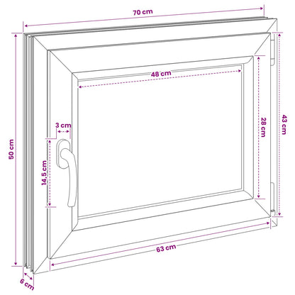 Kelderraam RISOR 70 x 50 cm PVC en glas