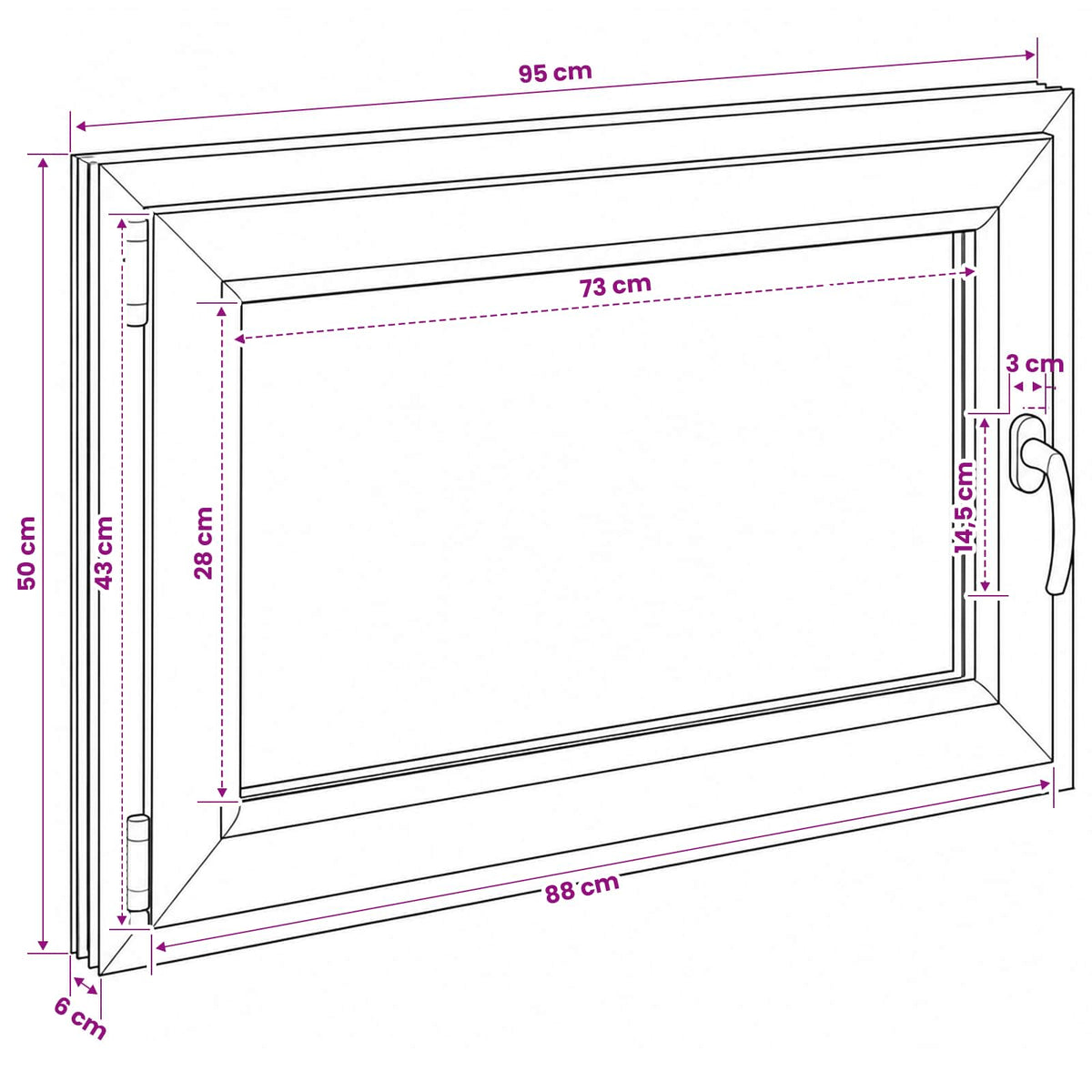 Kelderraam RISOR 95 x 50 cm PVC en glas
