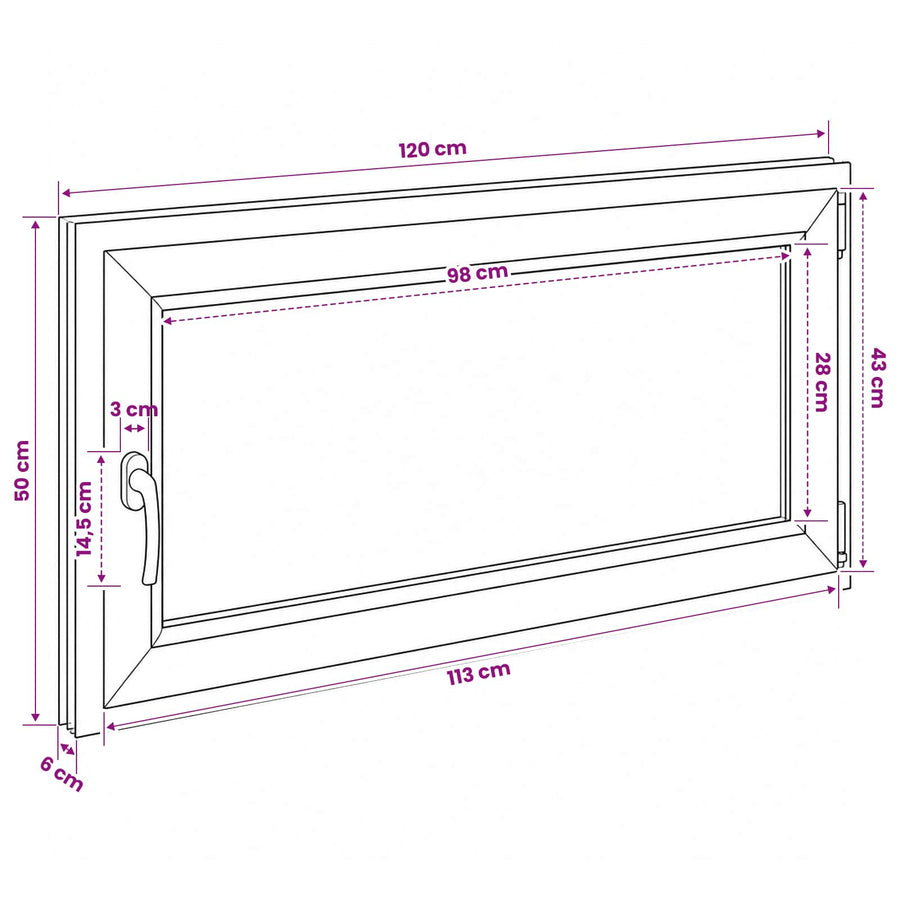 Kelderraam RISOR 120 x 50 cm PVC en glas
