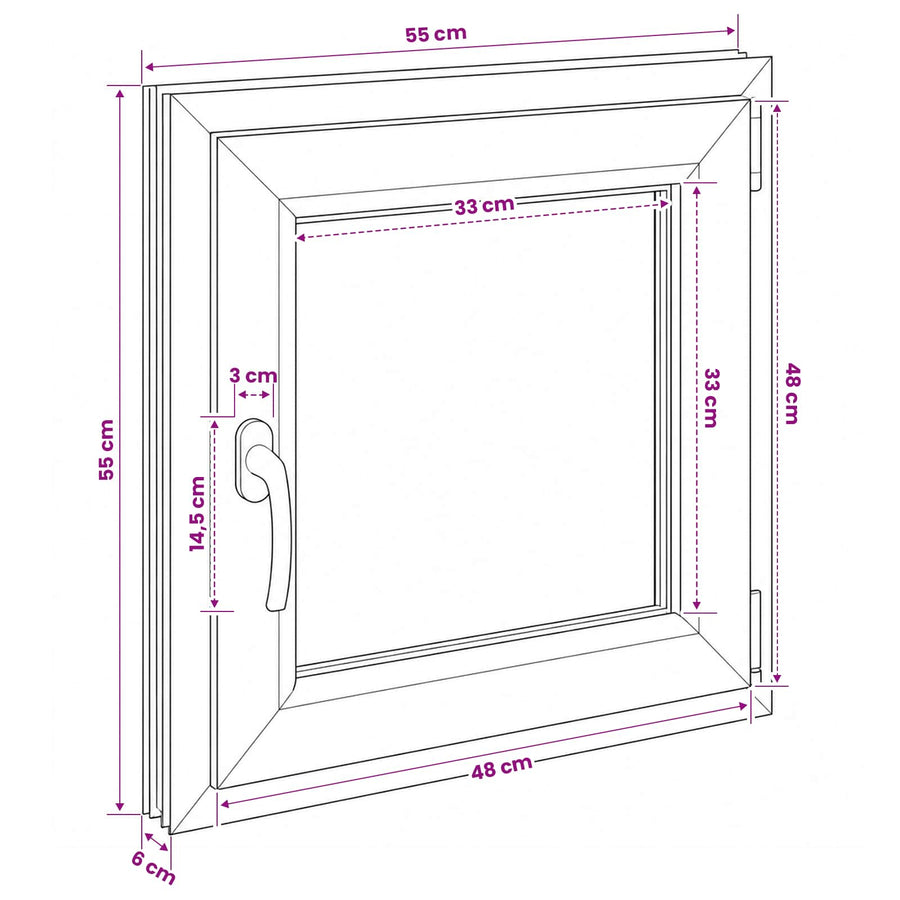 Kelderraam RISOR 55 x 55 cm PVC en glas