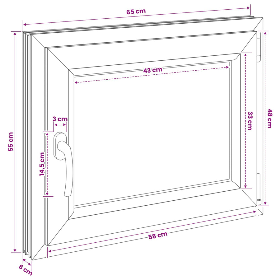 Kelderraam RISOR 50 x 55 cm PVC en glas