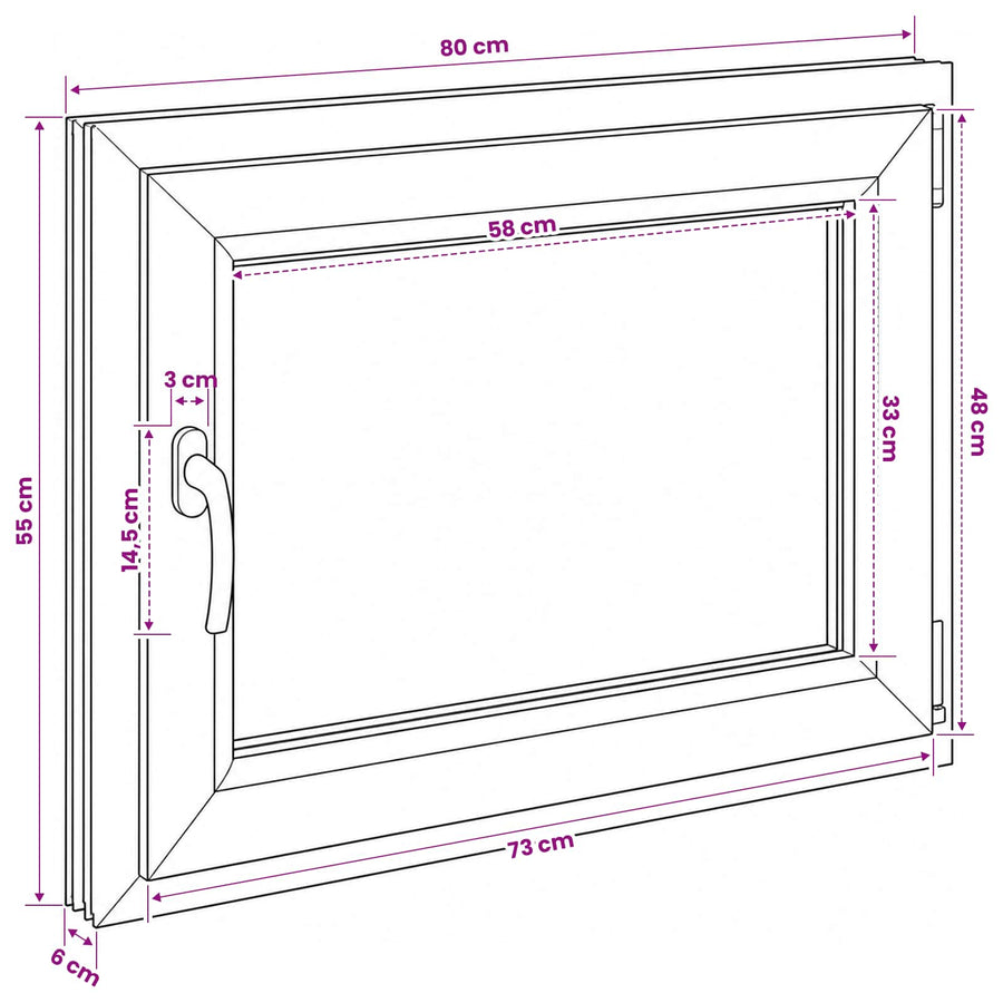 Kelderraam RISOR 80 x 55 cm PVC en glas