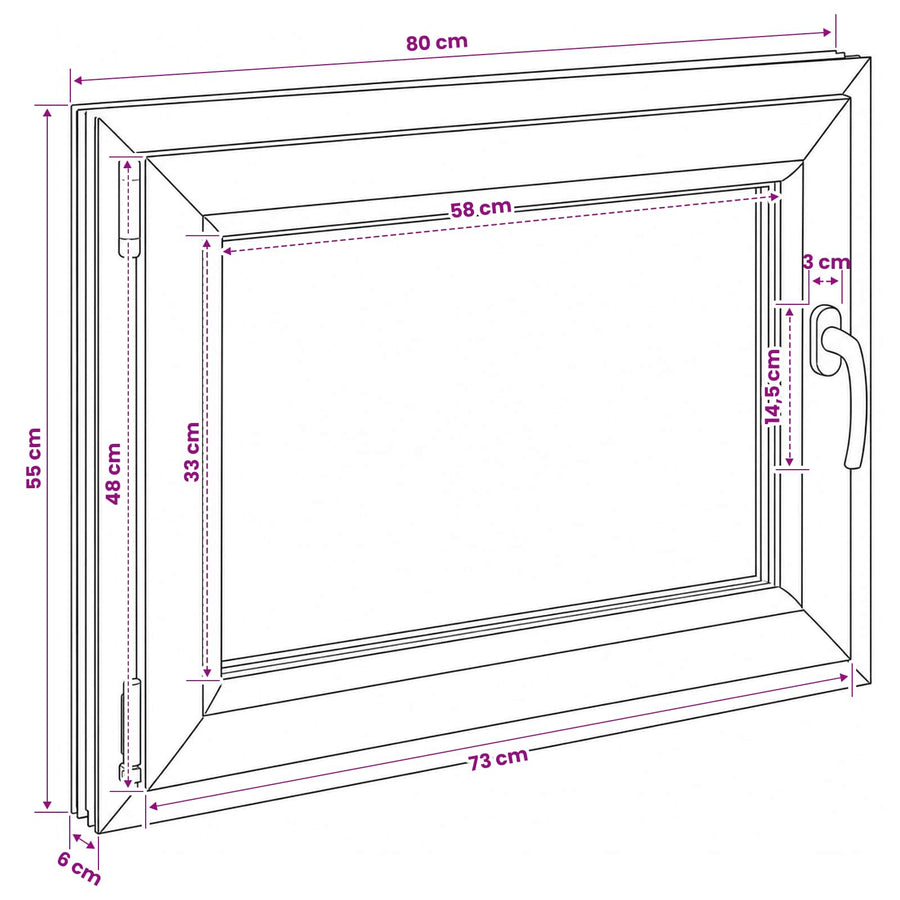 Kelderraam RISOR 80 x 55 cm PVC en glas