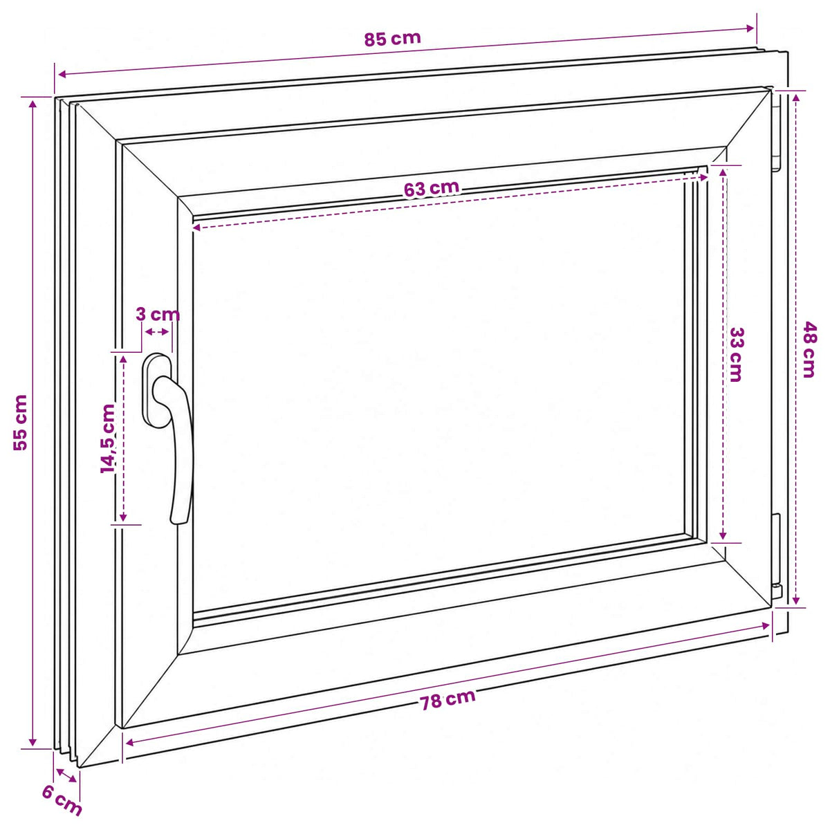 Kelderraam RISOR 50 x 55 cm PVC en glas