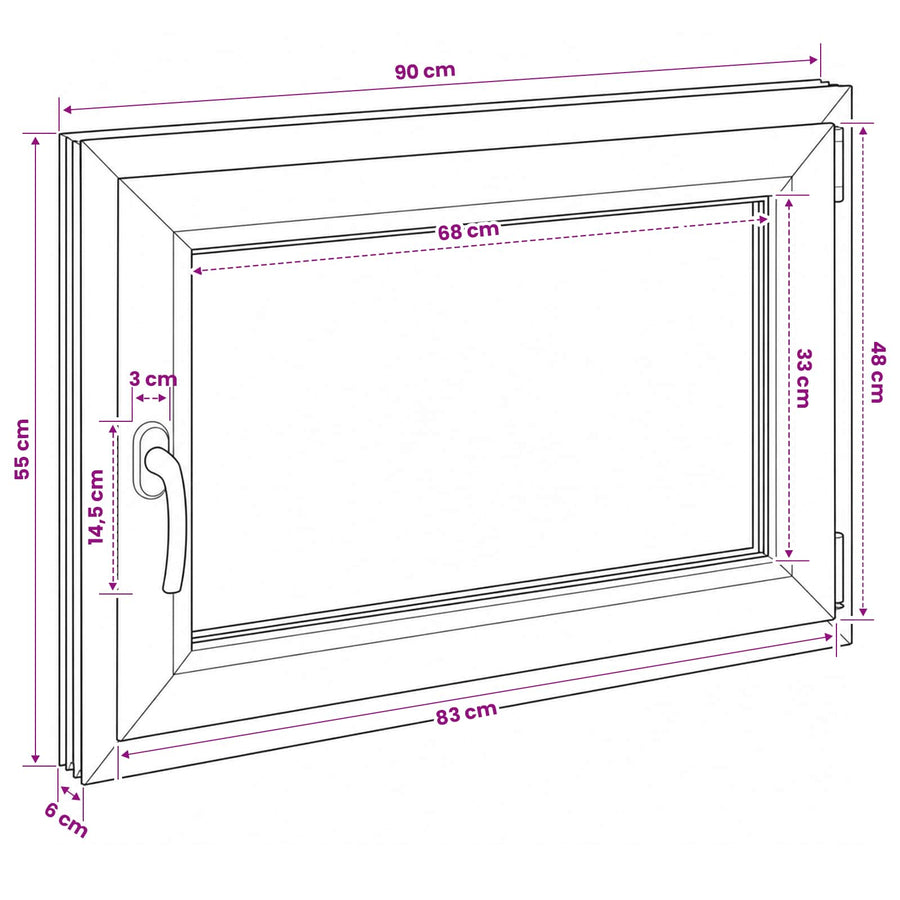 Kelderraam RISOR 90 x 55 cm PVC en glas