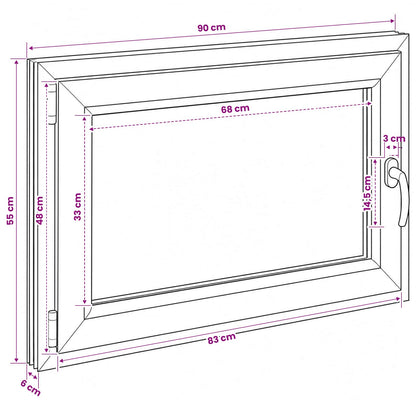 Kelderraam RISOR 90 x 55 cm PVC en glas