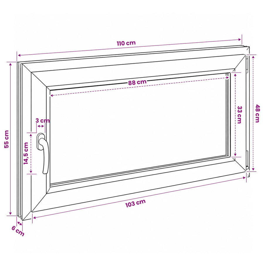 Kelderraam RISOR 110 x 55 cm PVC en glas