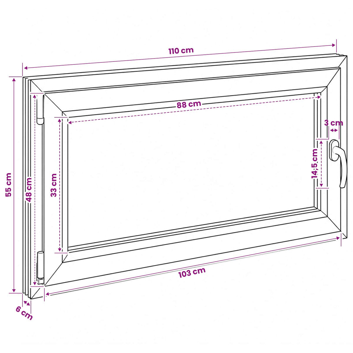 Kelderraam RISOR 110 x 55 cm PVC en glas