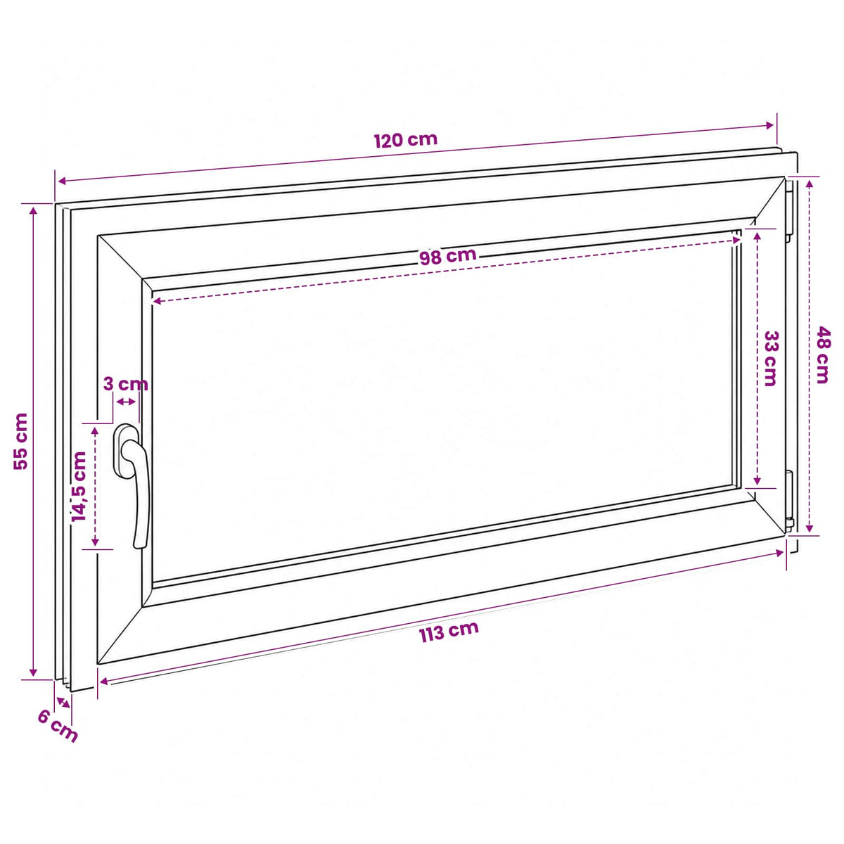 Kelderraam RISOR 50 x 55 cm PVC en glas
