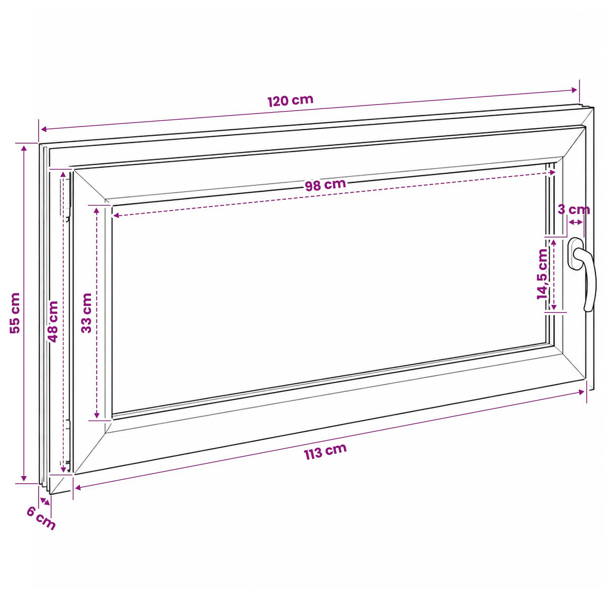 Kelderraam RISOR 50 x 55 cm PVC en glas