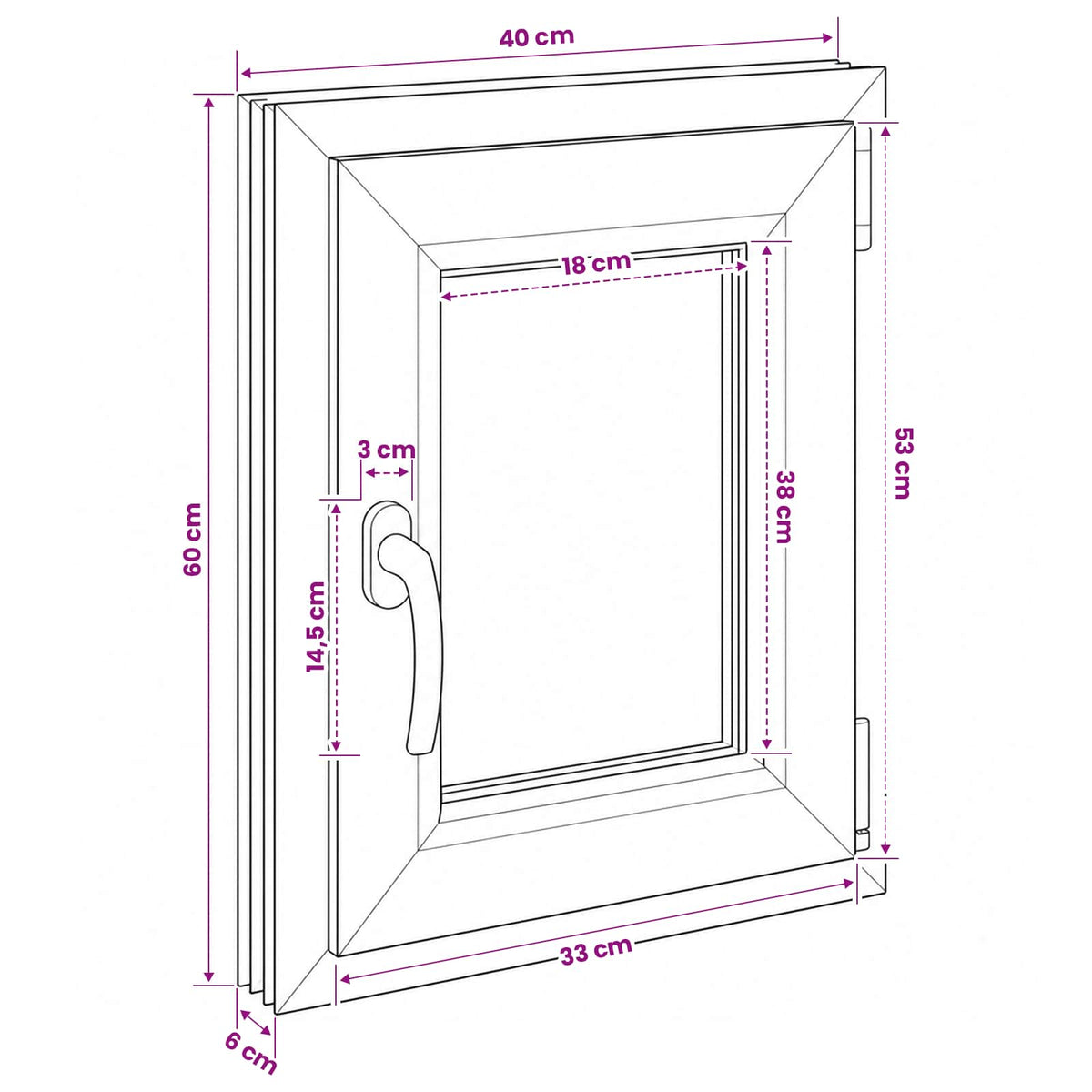 Kelderraam RISOR 40 x 60 cm PVC en glas