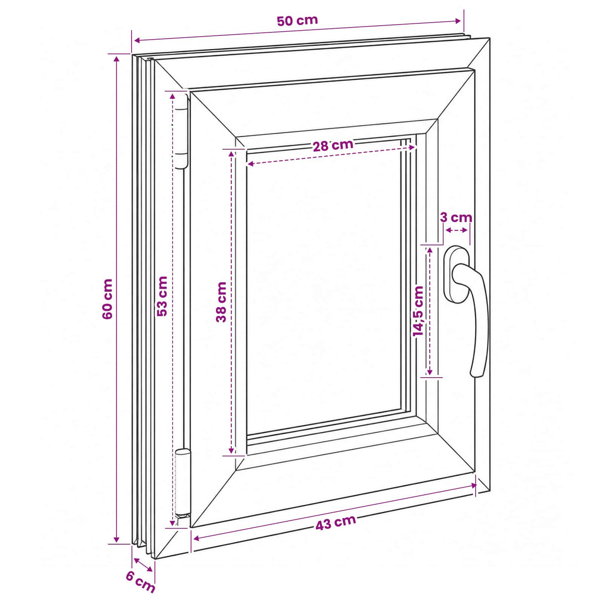 Kelderraam RISOR 50 x 60 cm PVC en glas