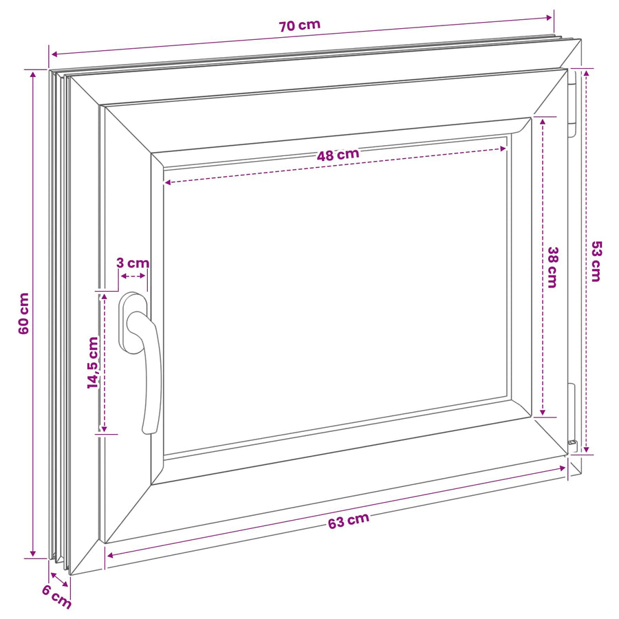 Kelderraam RISOR 70 x 60 cm PVC en glas